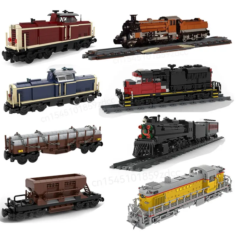 Moc High-Tech City Train Railway Building Blocks Set Retro Steam Train Carrier Bricks Builder Giocattoli Fai Da Te Regali Di Natale Di Compleanno