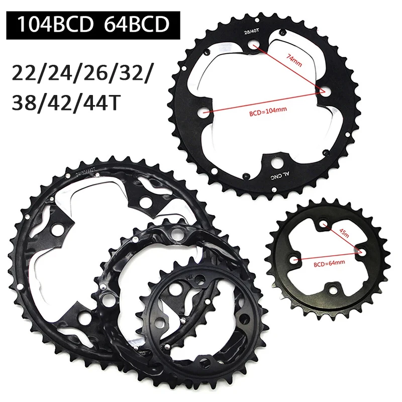 Bucklos Triple Chainrings 22T 24T 32T 42T 44T Corona Bici 104Bcd Mtb Pignone Ruota Dentata Per Shimano 9/10 Velocità Guarnitura