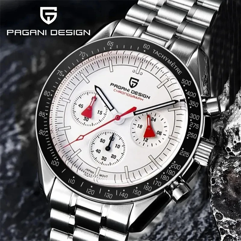 Pagani Design New V5 Moon Mens Orologi 2023 Top Brand Luxury Quartz Chronograph Luminoso Zaffiro Specchio Orologio Impermeabile 1701