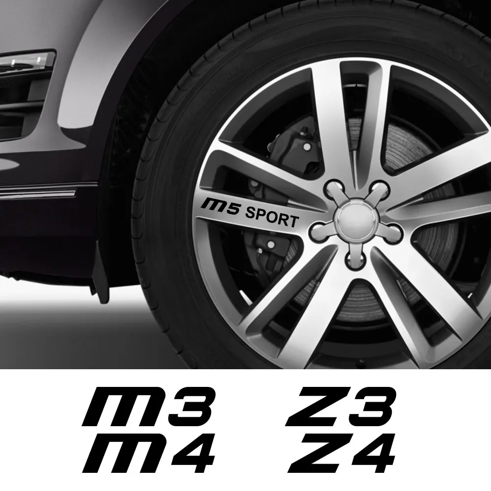 4Pcs Car Wheel Rim Sticker Accessori Auto Decor Decal Per Bmw M3 E90 E92 Z4 E85 M1 Omaggio 40I M2 F87 M4 M5 M6 Z1 Z3 E36 Z8 E52