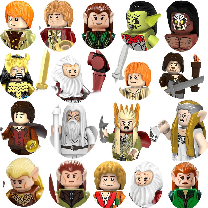 Mini Ring King Figure Building Blocks Elfi Orcs Army Gandalf Aragon Frodo Dwarf Knight Action Doll Model Brick Kid Toy Gifts