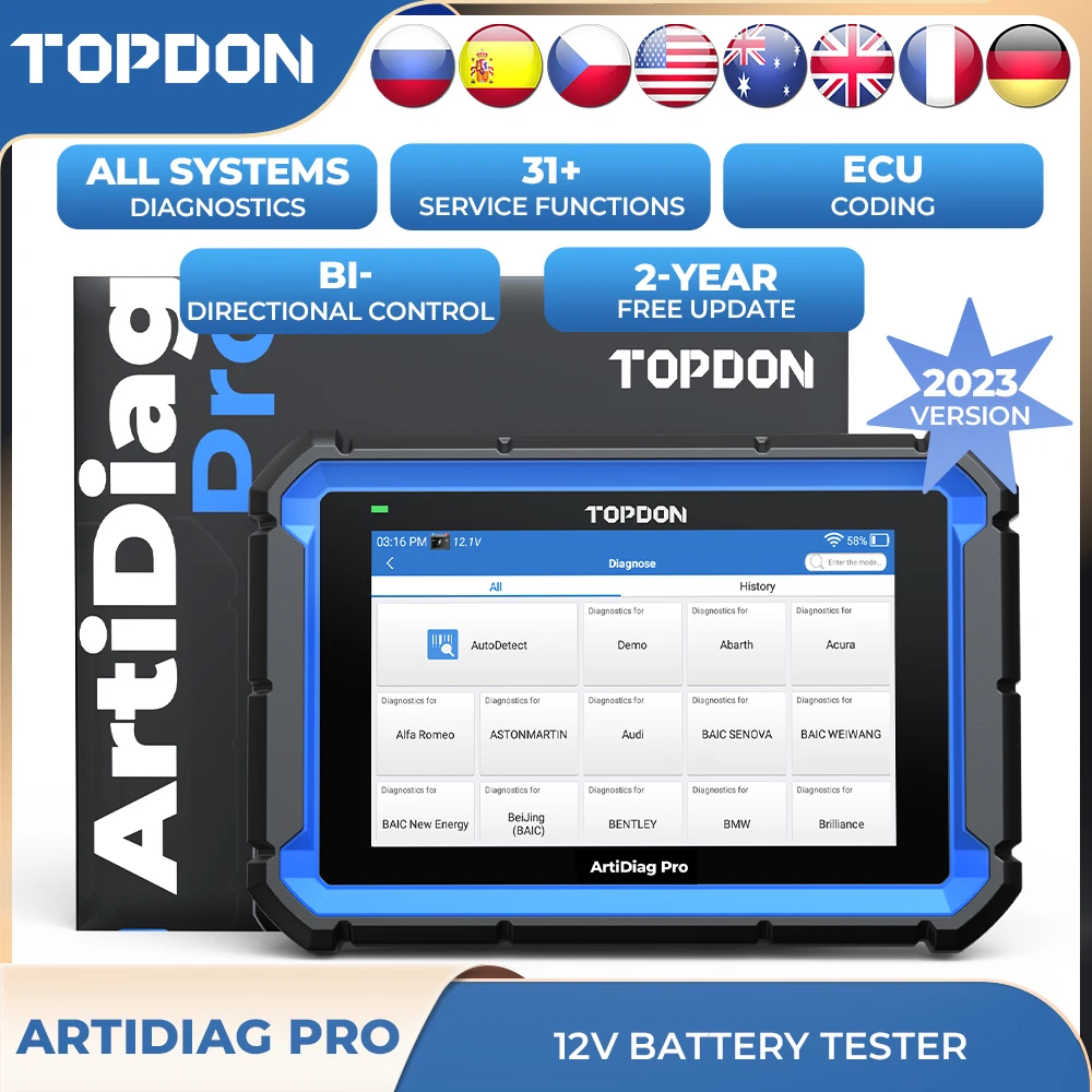 Topdon Artidiag Pro Strumento Diagnostico Per Auto Automotive Vehicle Obd2 Scanner Car Engine Fault Code Ecu Strumenti Di Codifica Online Tutti I Sist