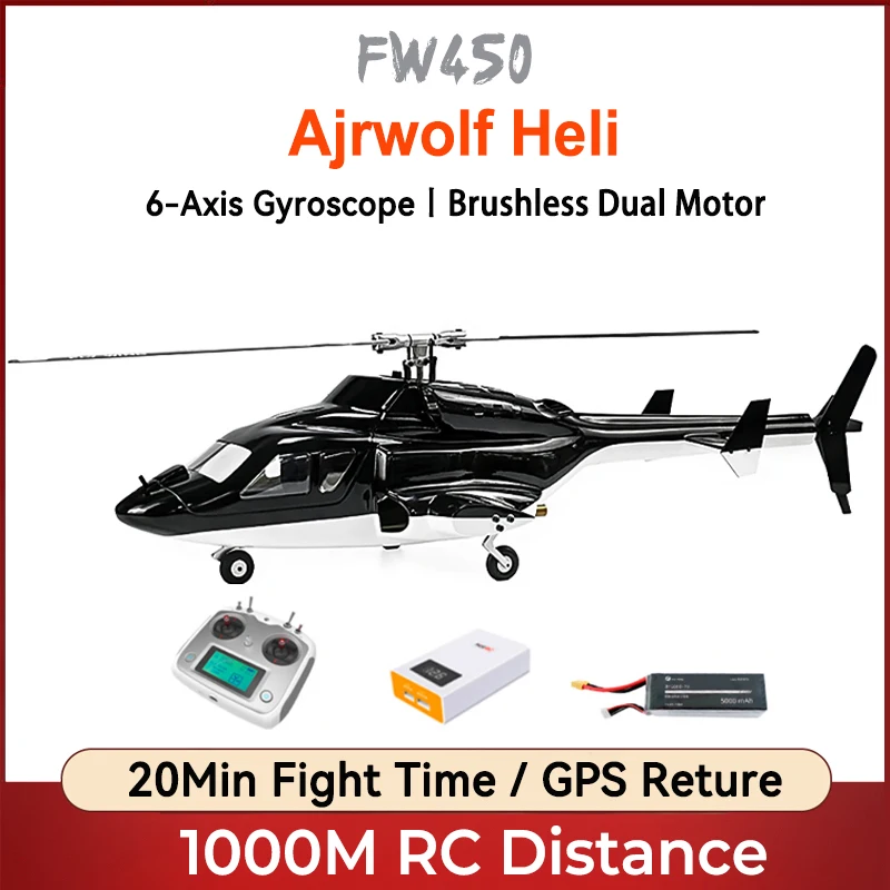 Fly Wing Airwolf Fw450 V3 6Ch Scala Rc Elicottero Pnp/Rtf H1 Controllo Di Volo Simulazione Di Aerei Gps