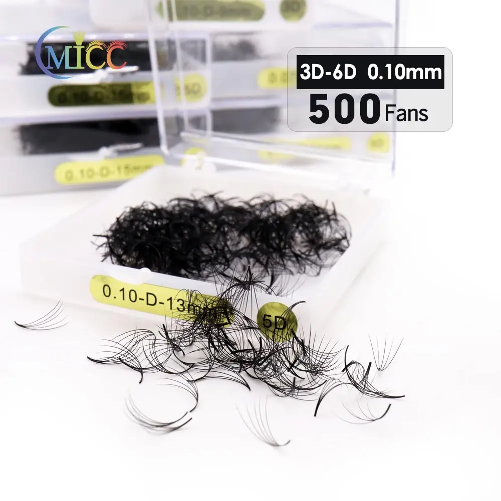3D-6D 0.10 Base A Punta Premade Ventole Sciolte Stelo Medio Sharp Sottile Base A Punta Volume Sharp Stretto Stelo Cluster Estensioni Delle Ciglia