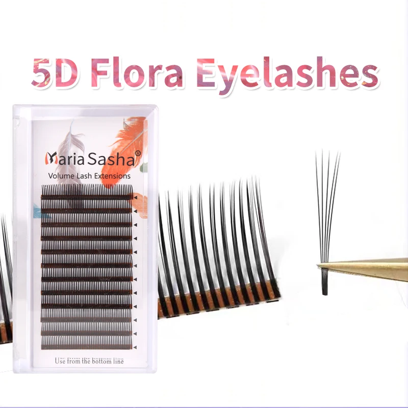 Maria 5D Flora Lashes Easy Fan Extension Ciglia All'Ingrosso Premade Volume 12 Righe W Style Natural Soft Private Logo