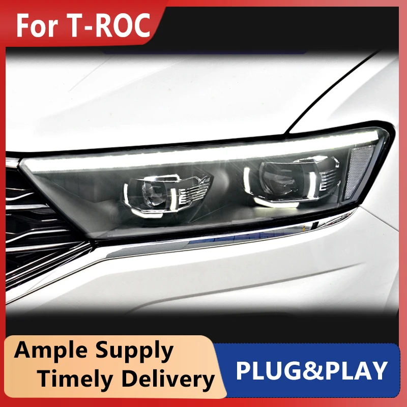 2 Pezzi Auto Merci Per Volkswagen T-Roc T Roc Troc 2018 2019 2020 Lampada Frontale Led Faro Led Doppio Proiettore