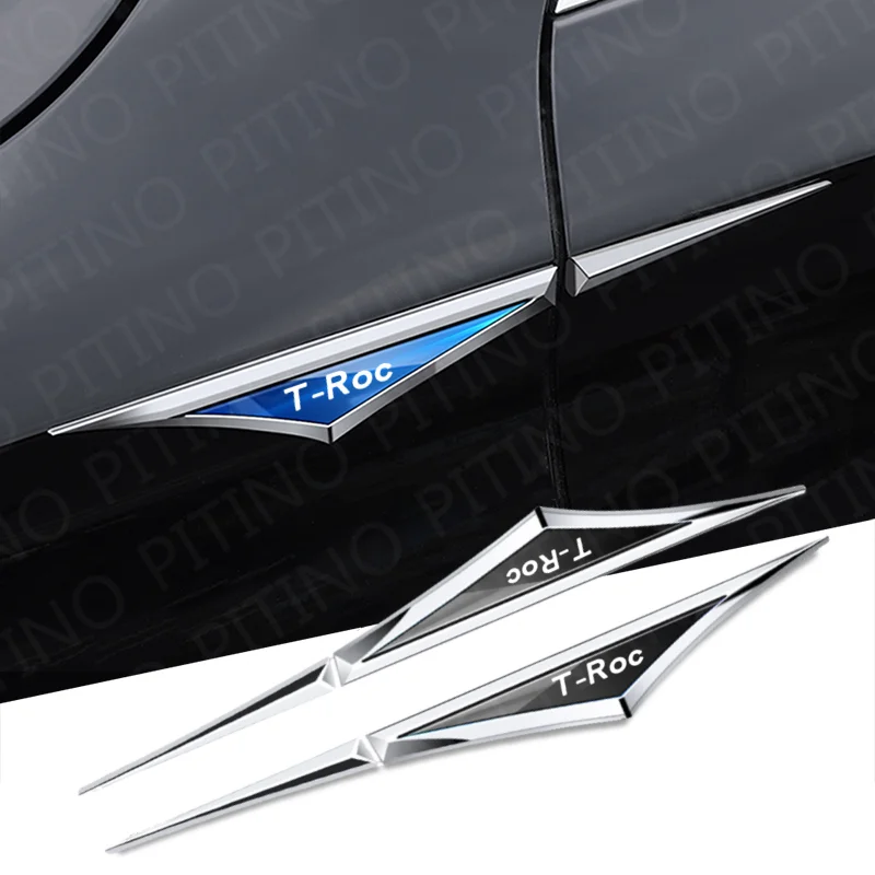 2Pcs Car Chrome Car Body Side Doors Blade Car Stickers Per Vw Volkswagen T-Roc Troc Automobile Leaf Plate Accessori Per La Decorazione