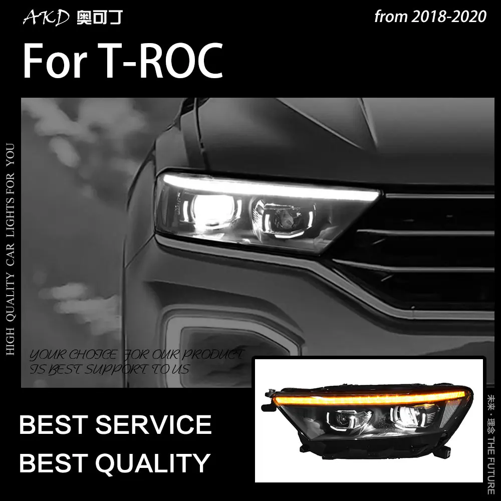 Car Styling Per Vw T-Roc Fari 2017-2020 T-Roc Led Faro Segnale Dinamico Led Obiettivo Del Proiettore Drl Accessori Auto
