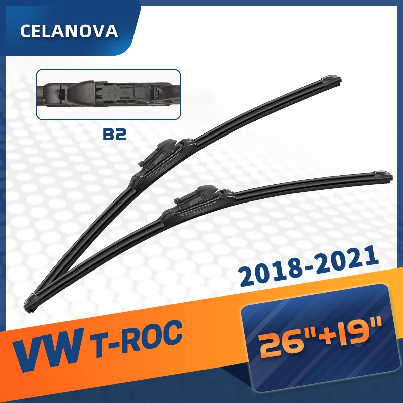 Spazzola Tergicristallo Celovo Per Vw Per Volkswagen T-Roc 2018-2021 26 "+ 19" Tergicristalli In Gomma Per Parabrezza Senza Telaio