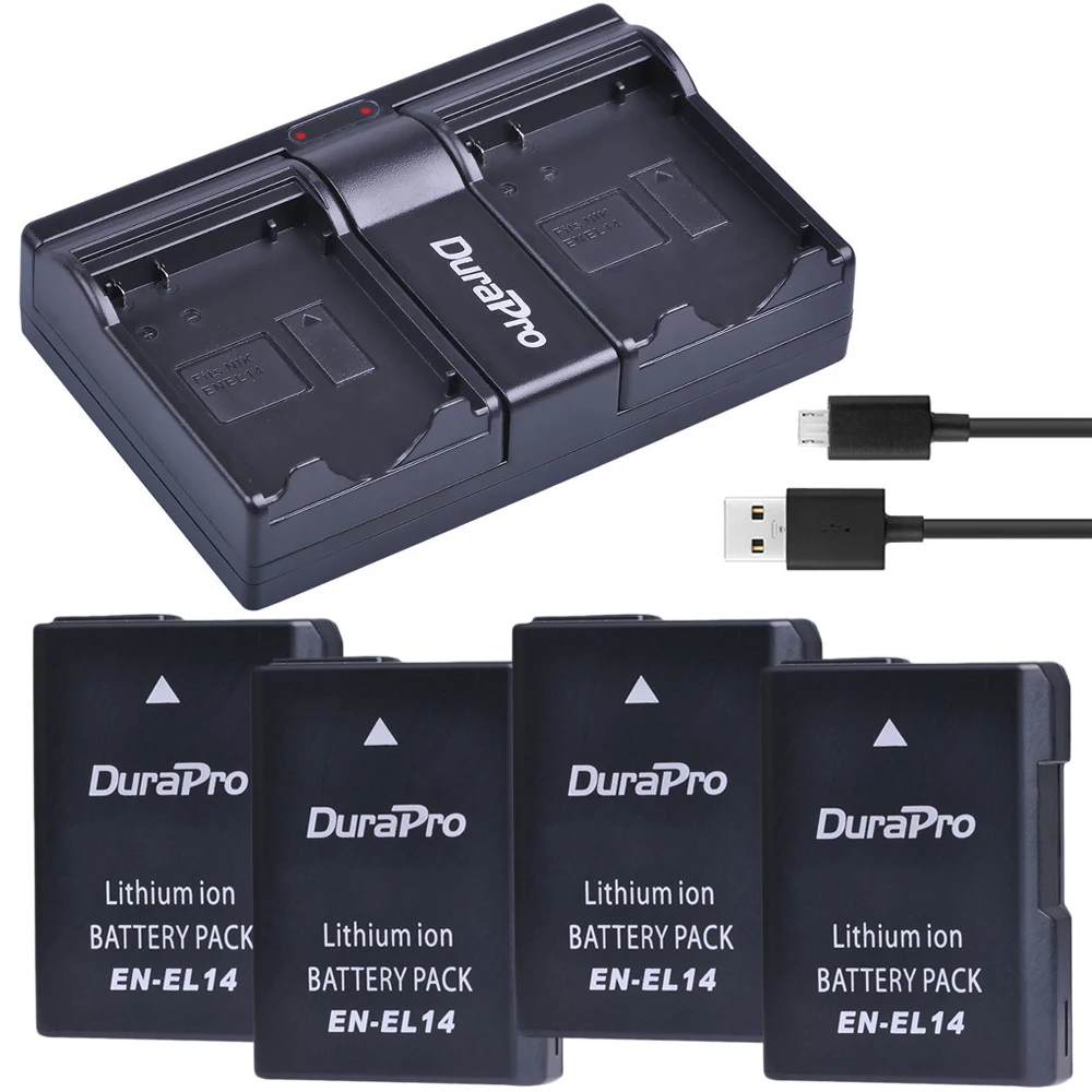 Durapro En-El14A En-El14 Battery + Usb Caricatore Doppio Per Nikon P7800 P7700 P7100 P7000 D5500 D5300 D3300 D5100 D5200 D3100 D3200