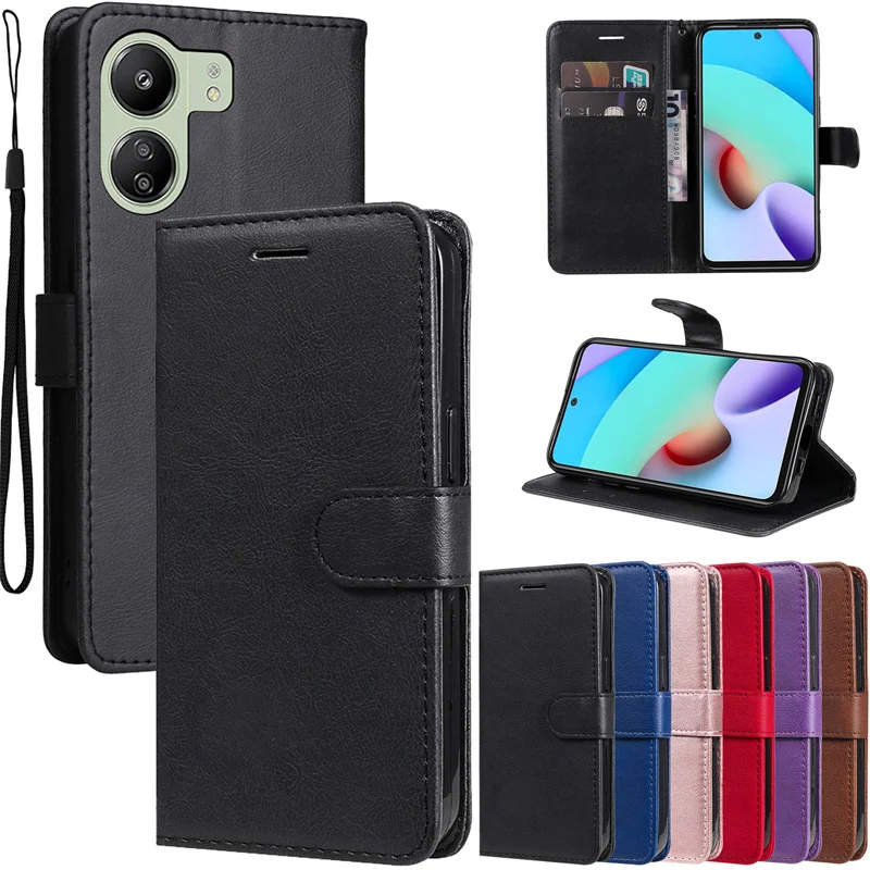 Redmi 13C 13 C Book Case Etui Per Xiaomi Redmi 13C Redmi13C 13 C Cover Leather Magnetic Card Holder Flip Wallet Coque Shell