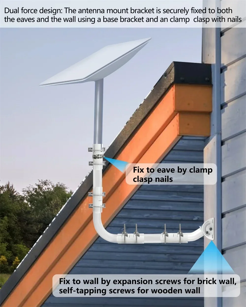 Staffa Antenna-Adatta Per Starlink + Antenna Tv + Extender Wifi, Con Tubo Di Prolunga A Gomito A 90 Gradi, Installazione A Parete