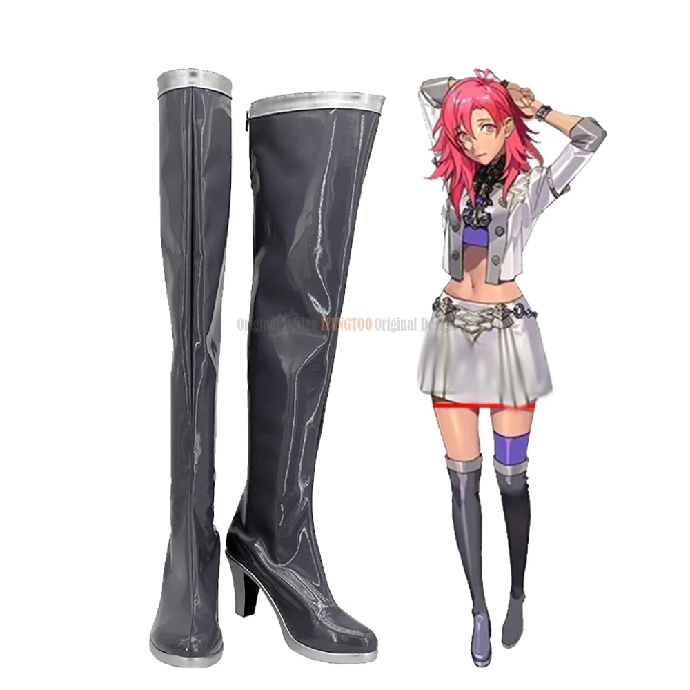 Scarpe Hapi Cosplay Fire Emblem: Tre Case Stivali Cosplay Hapi Scarpe In Pelle Grigia Su Misura Di Qualsiasi Dimensione