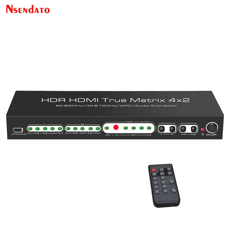 8K 60Hz Hdr Uhd Hdmi Matrix 4X2 Per Dolby Atmos Cec Arc Hdmi Splitter Switch 4 In 2 4K 120Hz 8K Matrix Hdmi Switch Per Vrr Ps5