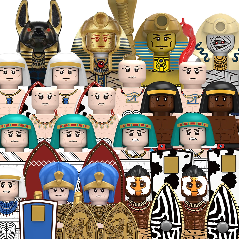 Soldati Egiziani Medievali Building Blocks Castle Eagle Knights Figfures Spear Killer Bow Armi Spada War Horse Bricks Toys