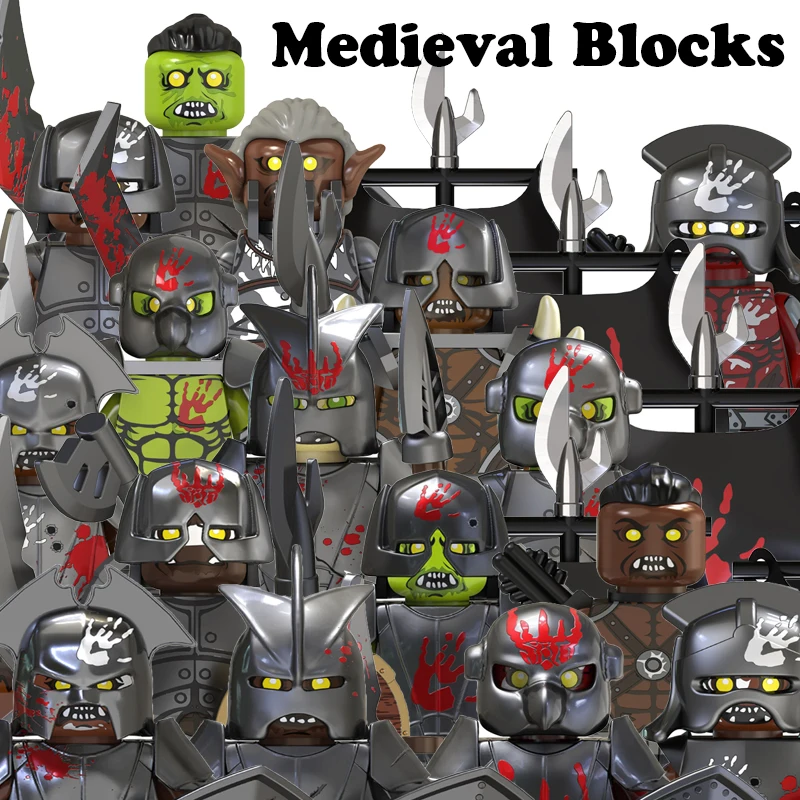 Moc Medievale Cavaliere Figure Building Blocks Military Monsters Soldier Castle Army Telecine Series Spada Armi Mattoni Giocattoli Ragazzi