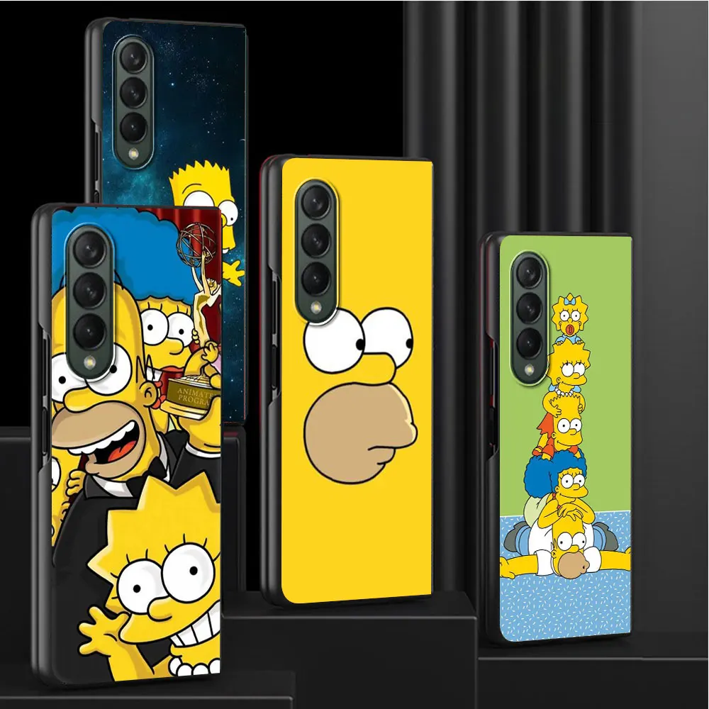 Custodia Per Samsung Galaxy Z Fold 3 4 Funda Capa Hard Pc Custodia Per Cellulare Z Fold 3 Luxury Coque Cartoon The Simpson