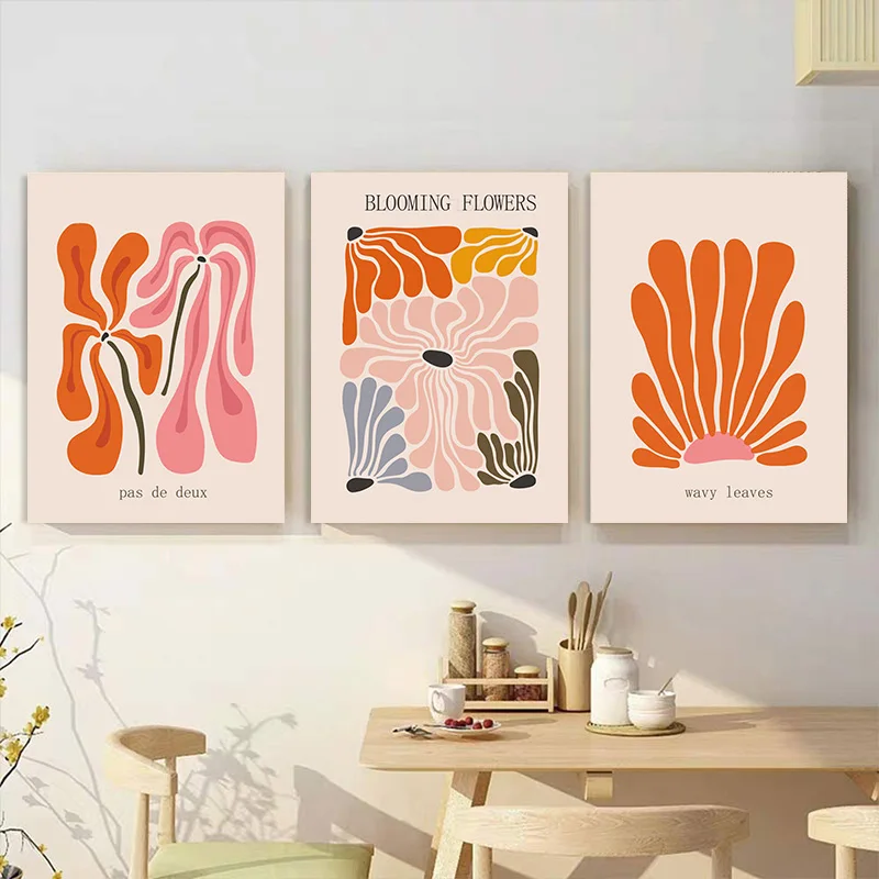 Henry Mattis Abstract Wall Art Canvas Painting Flower Market Poster A Colori Orange Plant Murale Nordichome Decoration Wall Painting