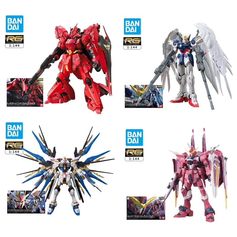 Bandai Gundam Anime Figure Rg Zeong Justice Wing Telaio Fuori Strada Strike Unicorn Freedom Exia Justice Impulse Sazabi Assembly Toys