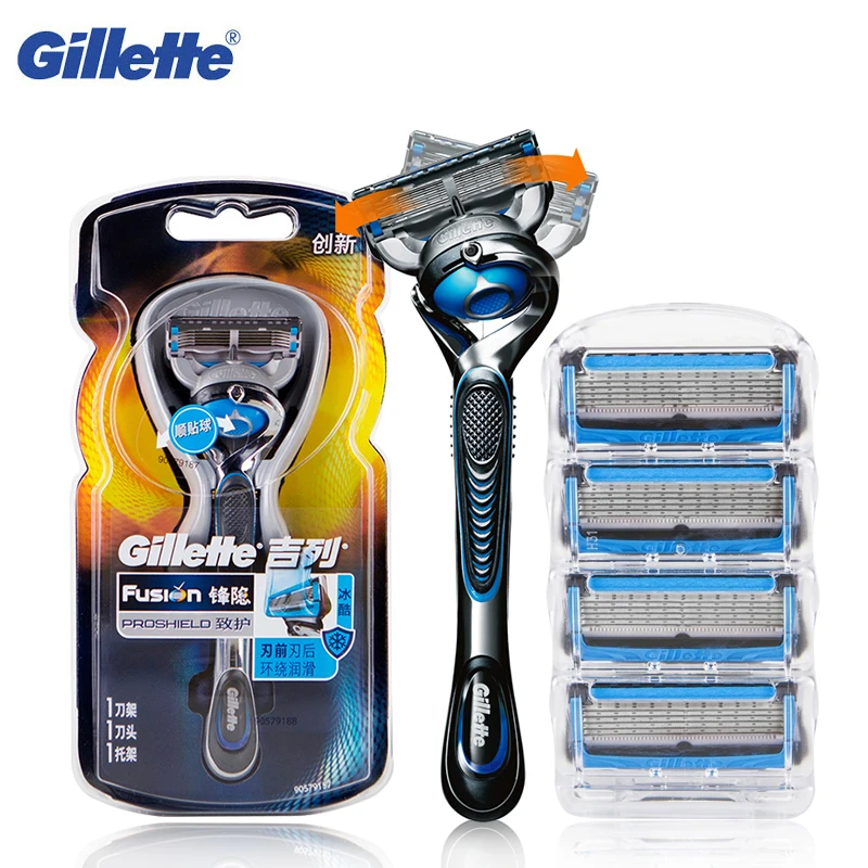 Gillette Fusion 5 Proshield Chill Razor Blade Rasoio Da Barba Da Uomo 5 Strati Lame Ricariche Macchina Da Barba Porta Rasoio Di Sicurezza