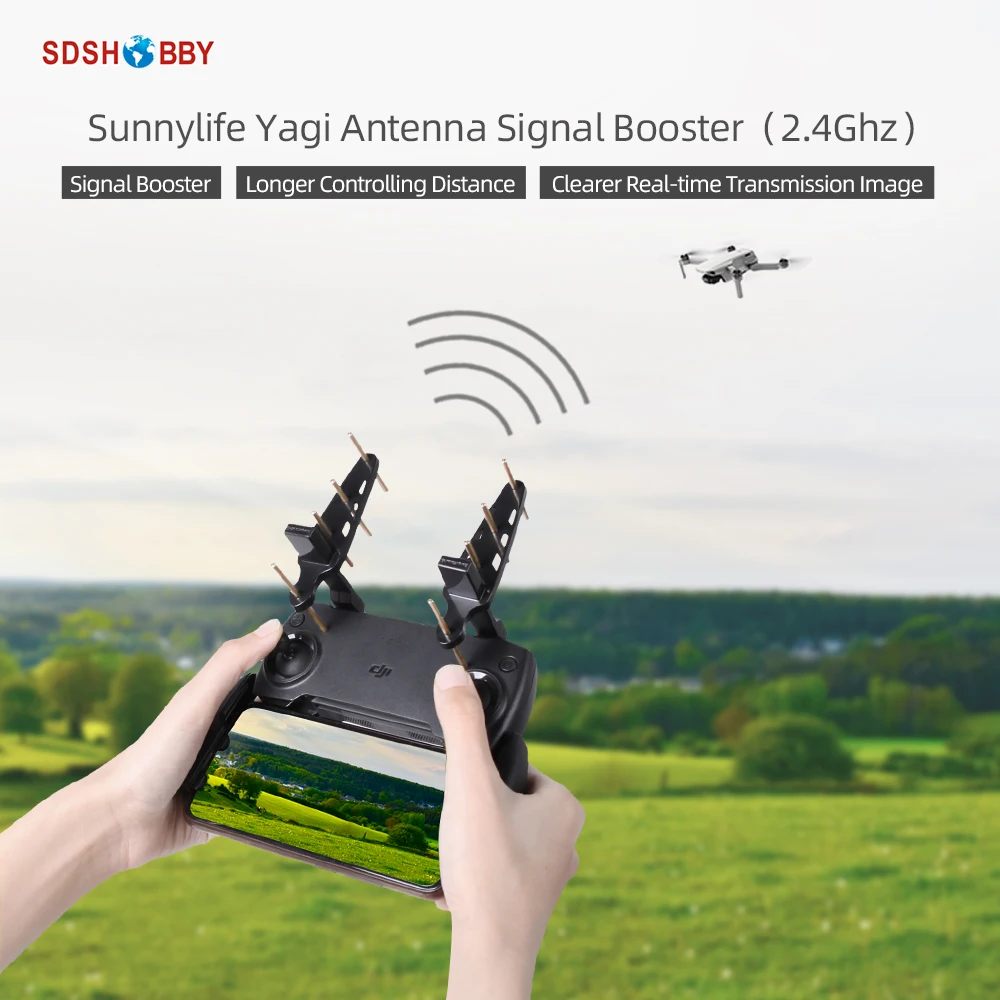 Sunnylife 2Pcs Yagi 2.4Ghz Drone Remote Controller Antenna Signal Booster Per Mavic Mini/Mavic 2/Smart Controller/Phantom 4 Pro