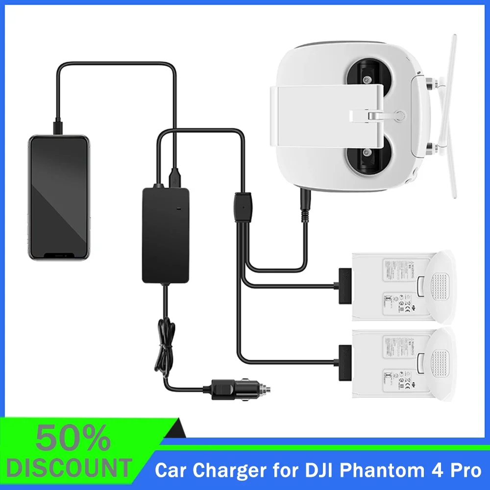 In Magazzino Caricabatteria Da Auto Per Dji Phantom 4 Pro Advanced Drone Battery Caricabatteria Da Veicolo Con Telecomando Ricarica Portatile Da Viagg