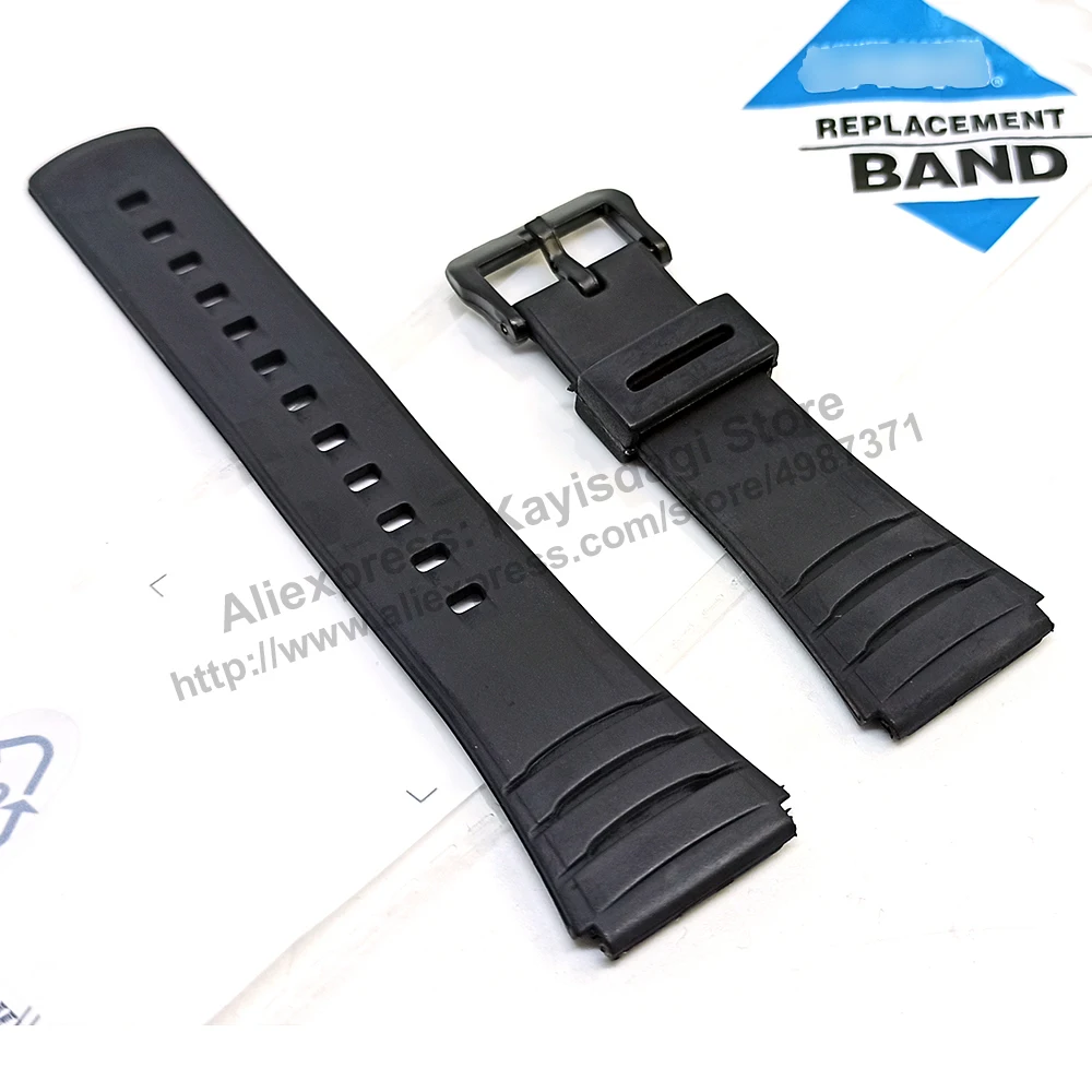 Cinturino/Cinturino In Gomma Nera Da 22Mm Comp. Per Casio Databank Dbc-32 , Dbc-32C , Dbc-32D