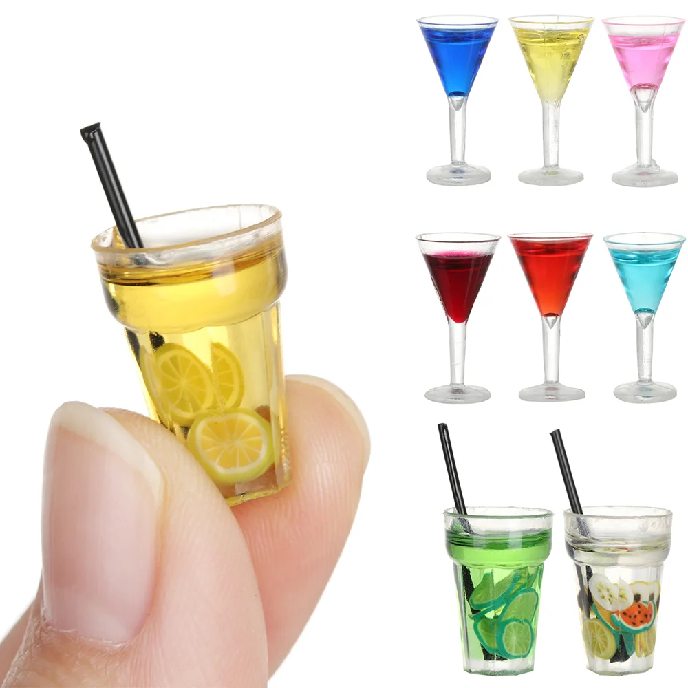 Mini Fruit Tea Cocktail Doll Modello In Resina Fai-Da-Te Modello In Miniatura Food Play Set Toy Doll Decoration Accessori Per Case Delle Bambole