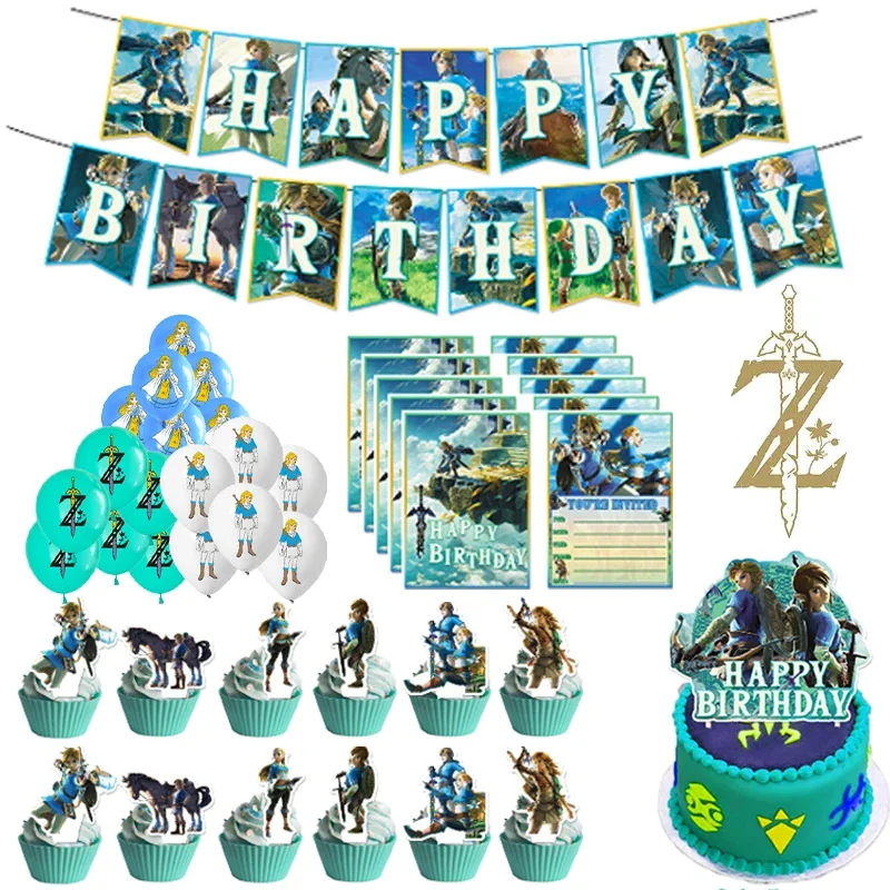 Zelda Tears Of The Kingdom Party Decoration Flagging Balloon Biglietti Di Auguri Per Feste Di Compleanno Per Bambini Accessori Per Oggetti Di Scena Pe
