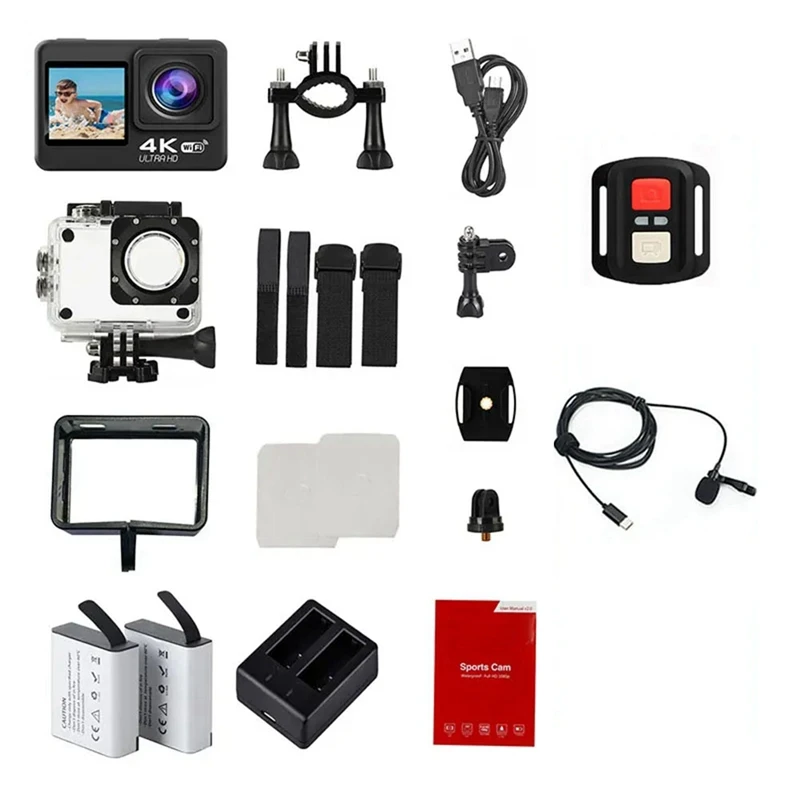Hd 4K/30 Fps 4K 30Fps Action Camera Ciclismo E Immersioni Mini Fotocamera Dv Anti-Shake Action Camera Impermeabile