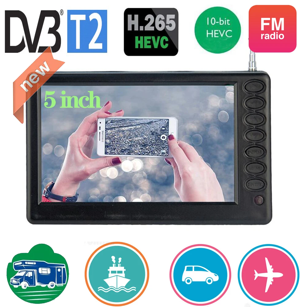 Leadstar Ricaricabile D5 5 Pollici 800*480 Mini Tv Portatile Con Dvb-T2 Atsc Isdbt Fm Atv Usb Batteria Pocket Tv Watch Qualsiasi Luogo