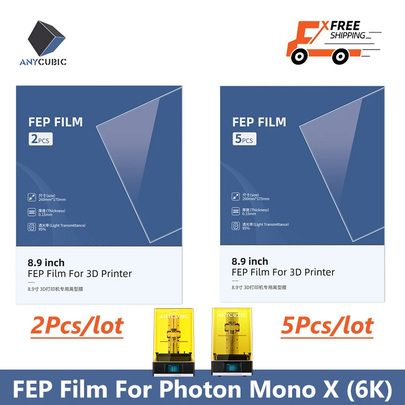 Parti Della Stampante 3D Anycubic 2 Pezzi/5 Pezzi Un Set Fep Film Spessore 0.15Mm Per Photon Mono X / Mono X 6K / M3 Plus / Mono X2/Mono X 6Ks