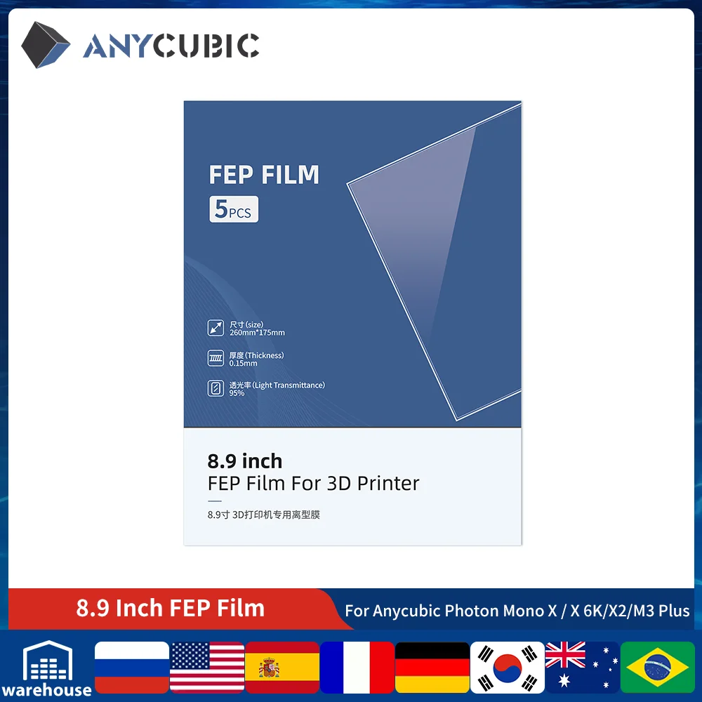 Anycubic 8.9 Pollici Fep Film Per Photon Mono X / Photon Mono X 6K / Photon M3 Plus / Photon Mono X2 / Photon Mono X 6Ks