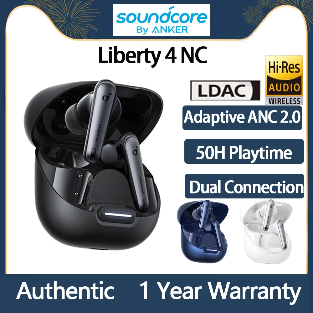 Soundcore Originale Di Anker Liberty 4 Nc Wireless Bluetooth Auricolare Noise Cancelling Hi-Res Ldac Auricolari Anc Gaming Headset Mic