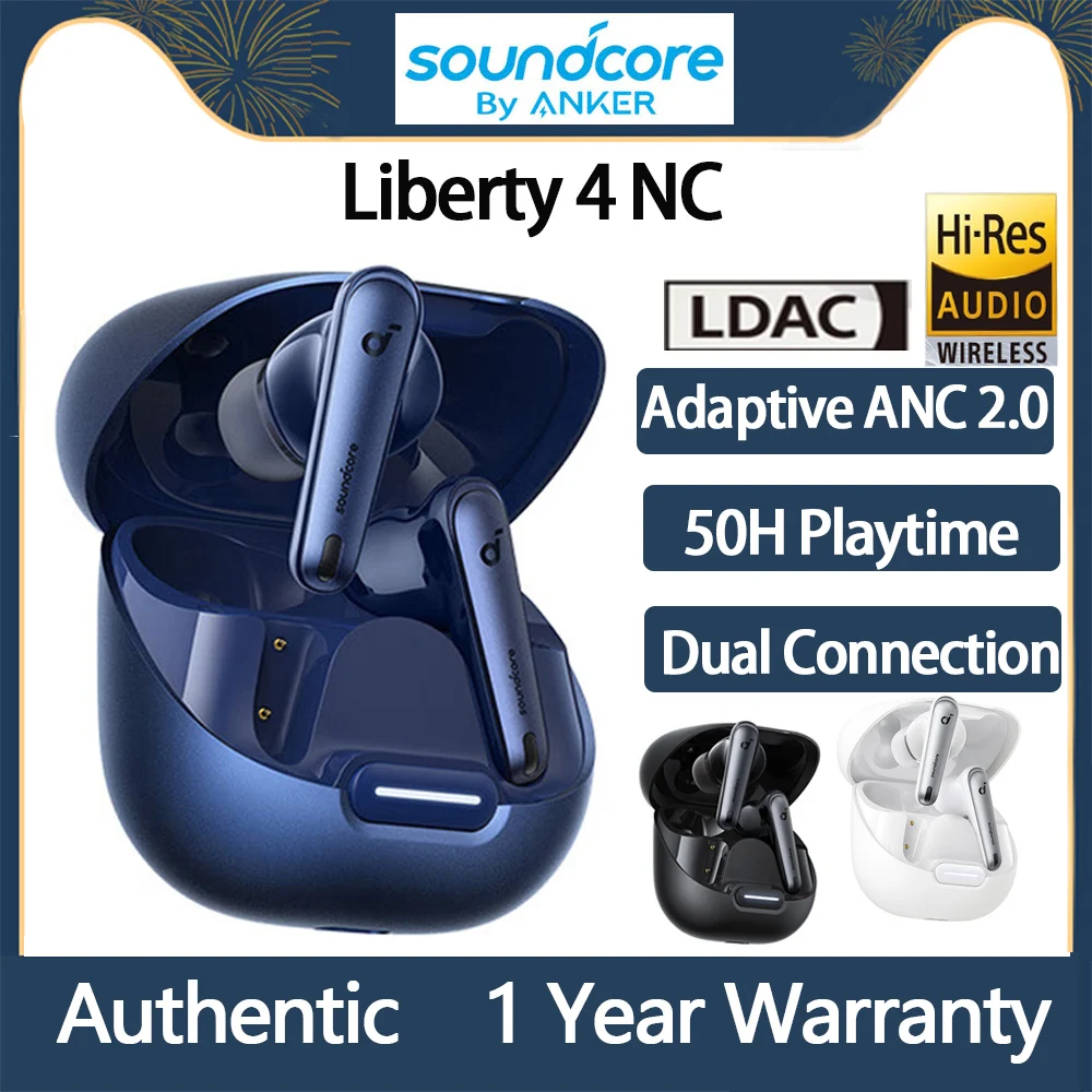 Soundcore Di Anker Liberty 4 Nc Auricolari Wireless Con Cancellazione Del Rumore Tws True Wireless Ldac Hi-Res Auricolari Con Cancellazione Del Rumore