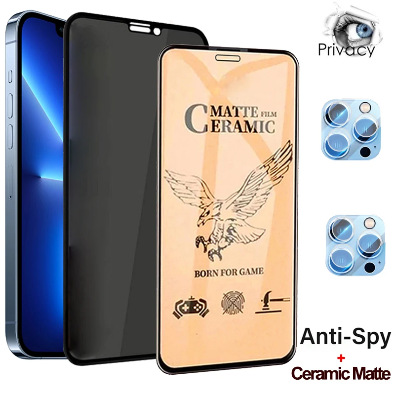 Vetro Temperato Iphone 14 Pro Iphone14 13 Mini Pellicola Privacy Iphone 13 Pro Max Privacy Vetro Temperato + Ceramica Opaca Per Apple Iphone 13 14 Pro