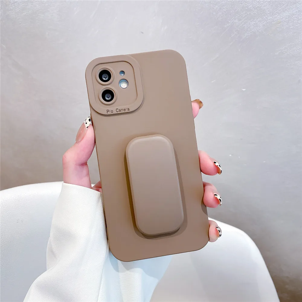Ins Corea Earth Tone Holder Custodia Protettiva Per Obiettivo Per Iphone14 15Pro 13 12 11Pro Xsmax Xr Xs Full Cover Skinny Capa Shell