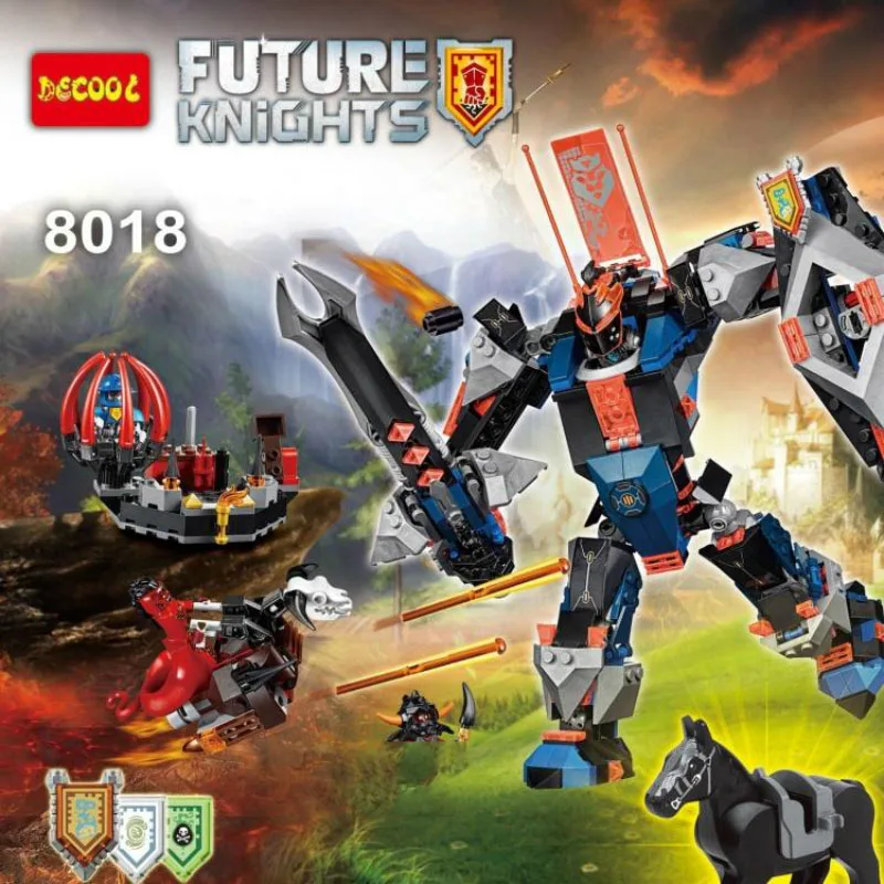 Nuovo 531Pcs Nexoes Knight The Black Knight Mech Model Building Blocks 70326 Nexus Saber Robots Toy For Kids