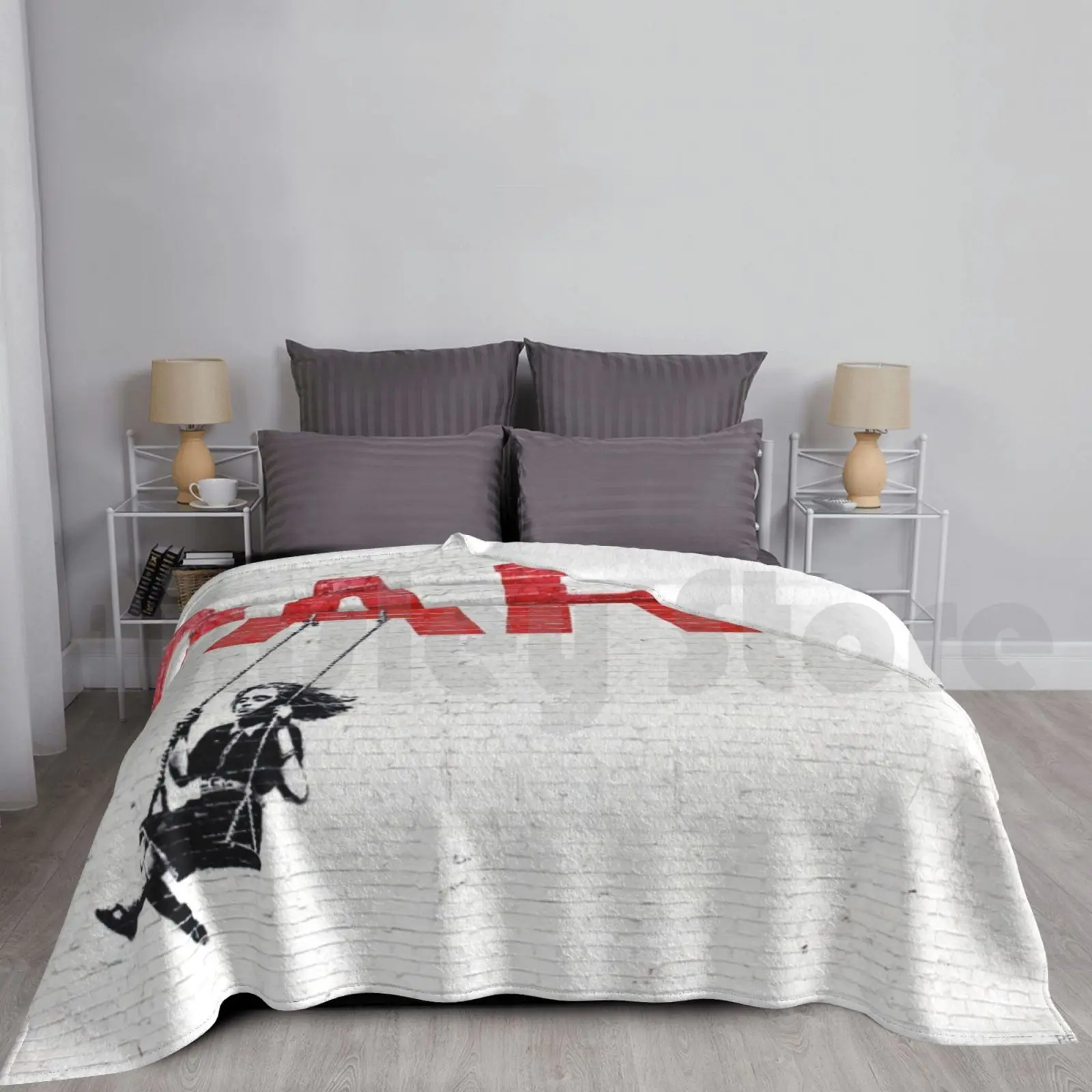 Banksy "Park" Coperta Fashion Custom Banksy Graffiti Street Art Play Fine Art Los Angeles La