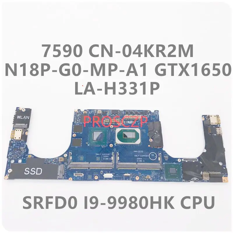 Cn-04Kr2M 04Kr2M 4Kr2M La-H331P Per Dell Xps 15 7590 Del Computer Portatile Scheda Madre Con Srfd0 I9-9980Hk Cpu Gtx1650 Gpu 100% Che Funziona Bene
