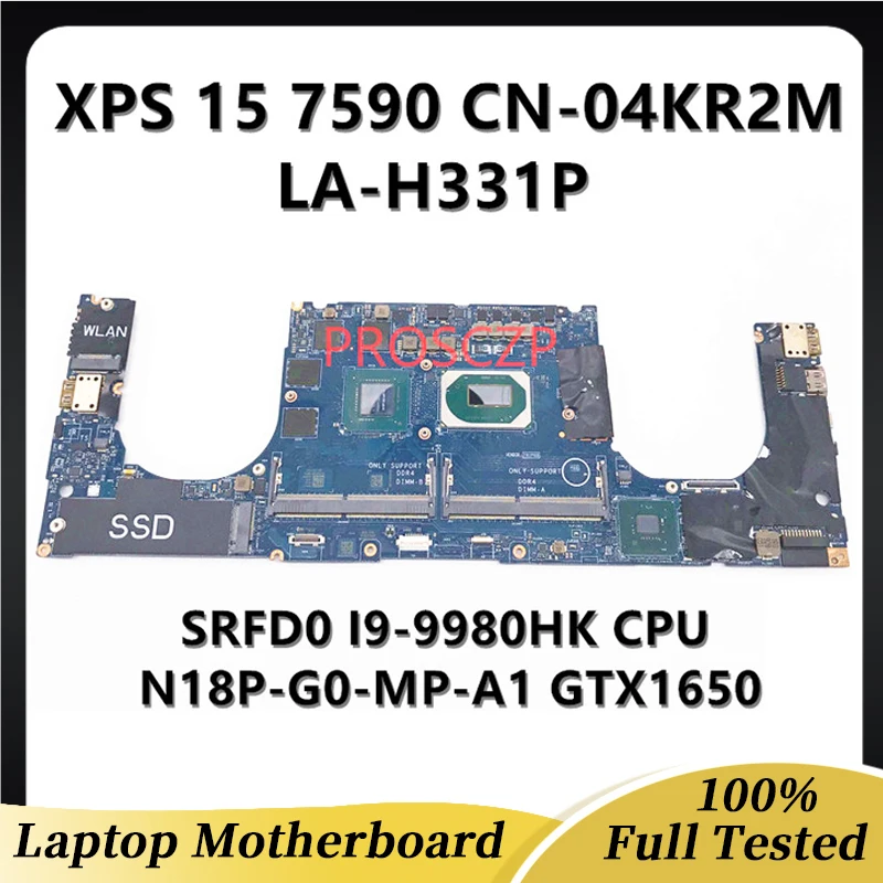 04Kr2M 4Kr2M Cn-04Kr2M Per Dell Xps 15 7590 Del Computer Portatile Scheda Madre La-H331P Con Srfd0 I9-9980Hk Cpu Gtx1650 Gpu 100% Che Funziona Bene