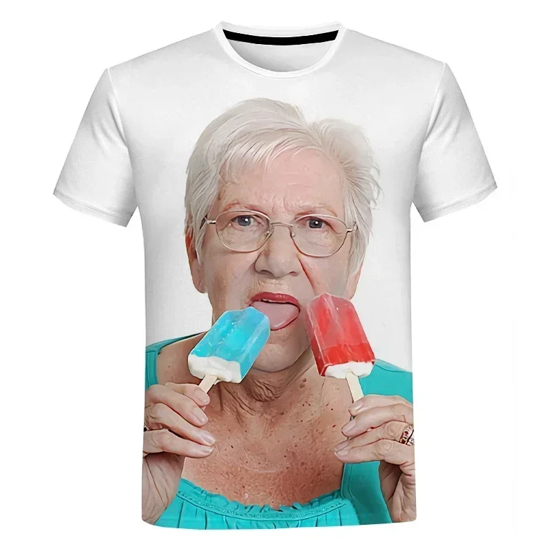 Funny Ladies Leccare Red Popsicle 3D Print T-Shirt Personalizzata Cute Granny Funny Popsicle Graphic T Shirt Harajuku Unisex Tops