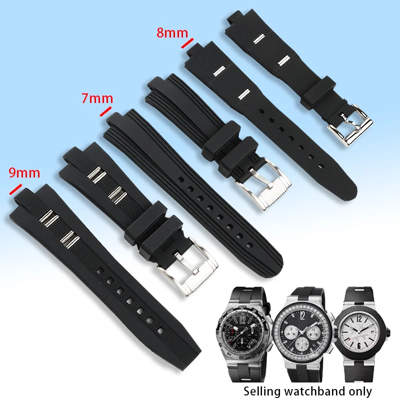 Cinturino Per Orologio In Silicone In Gomma Convessa Per Accessori Bvlgari Bulgari Diagono Series Uomo Donna 22*7Mm / 22*8Mm/26*9Mm