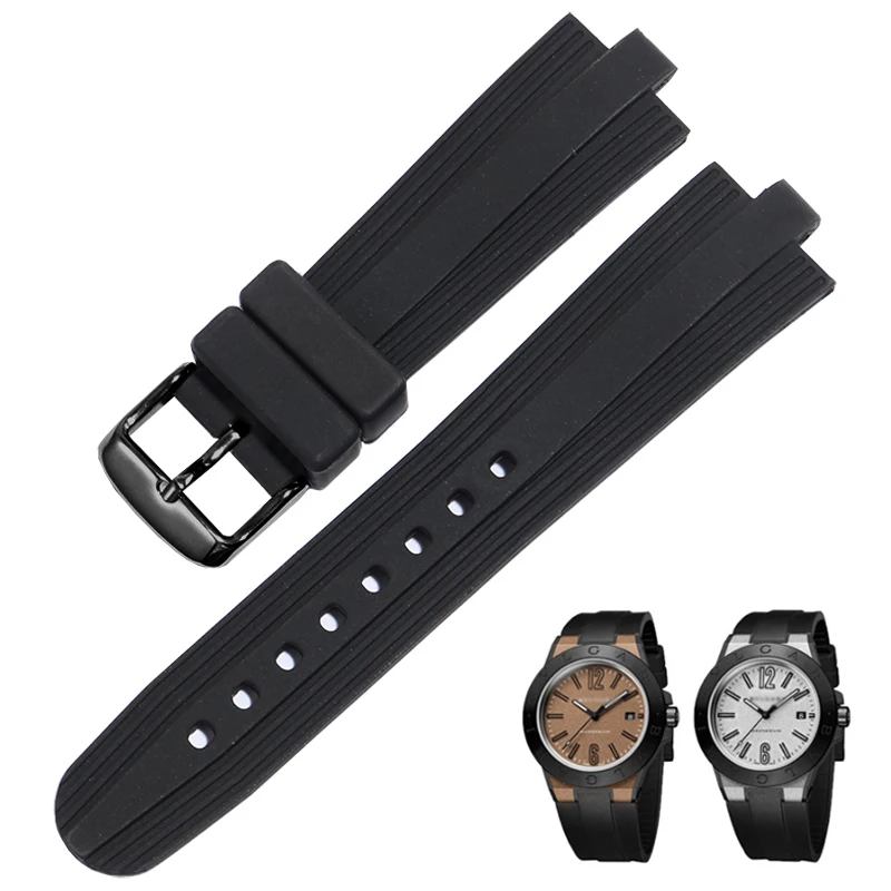 Cinturino Per Orologio In Gomma Sportivo Impermeabile Per Cinturino In Silicone Con Fibbia Convessa Serie Bulgari Diagono 20X7Mm