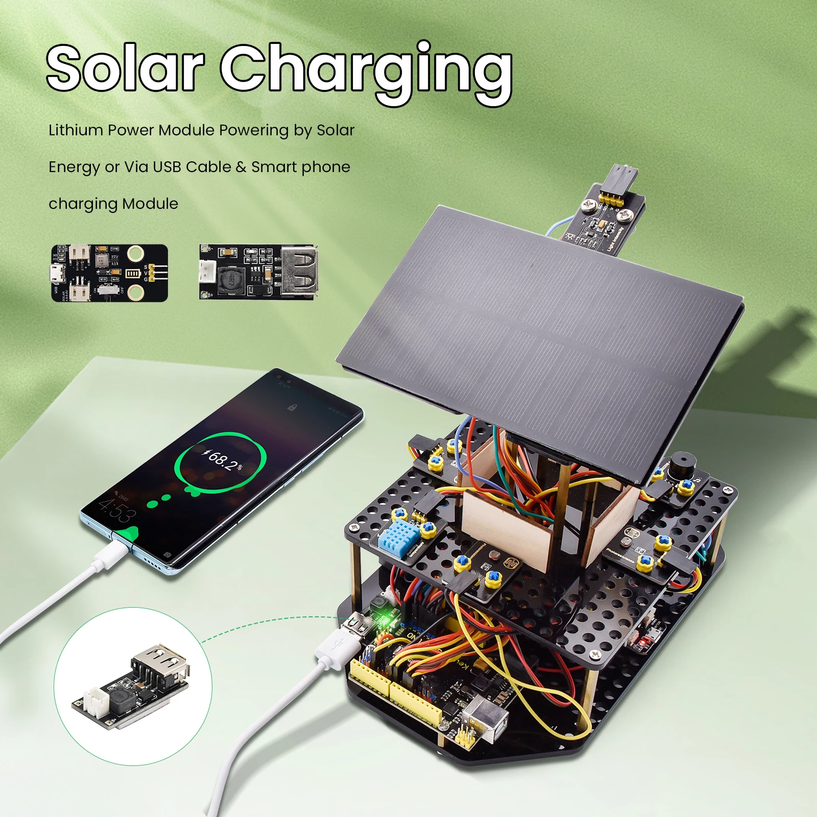Keyestudio Acrilico Smart Solar Tracker System Tracking Starter Kit Per Arduino Stem Programmazione Giocattoli Fai Da Te Ricarica Del Telefono Cellula