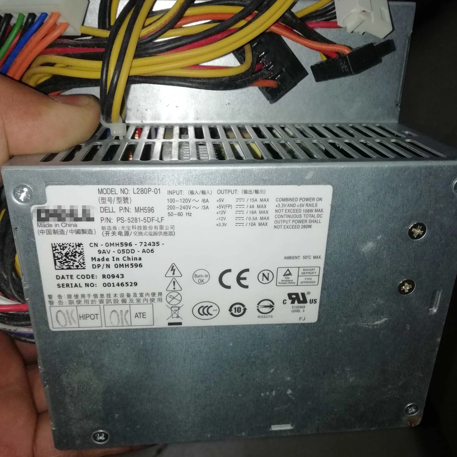 L280P-01 H280P-01 H280P-00 L280P-00 Per Dell Optiplex Gx520 Gx620 330 360 755