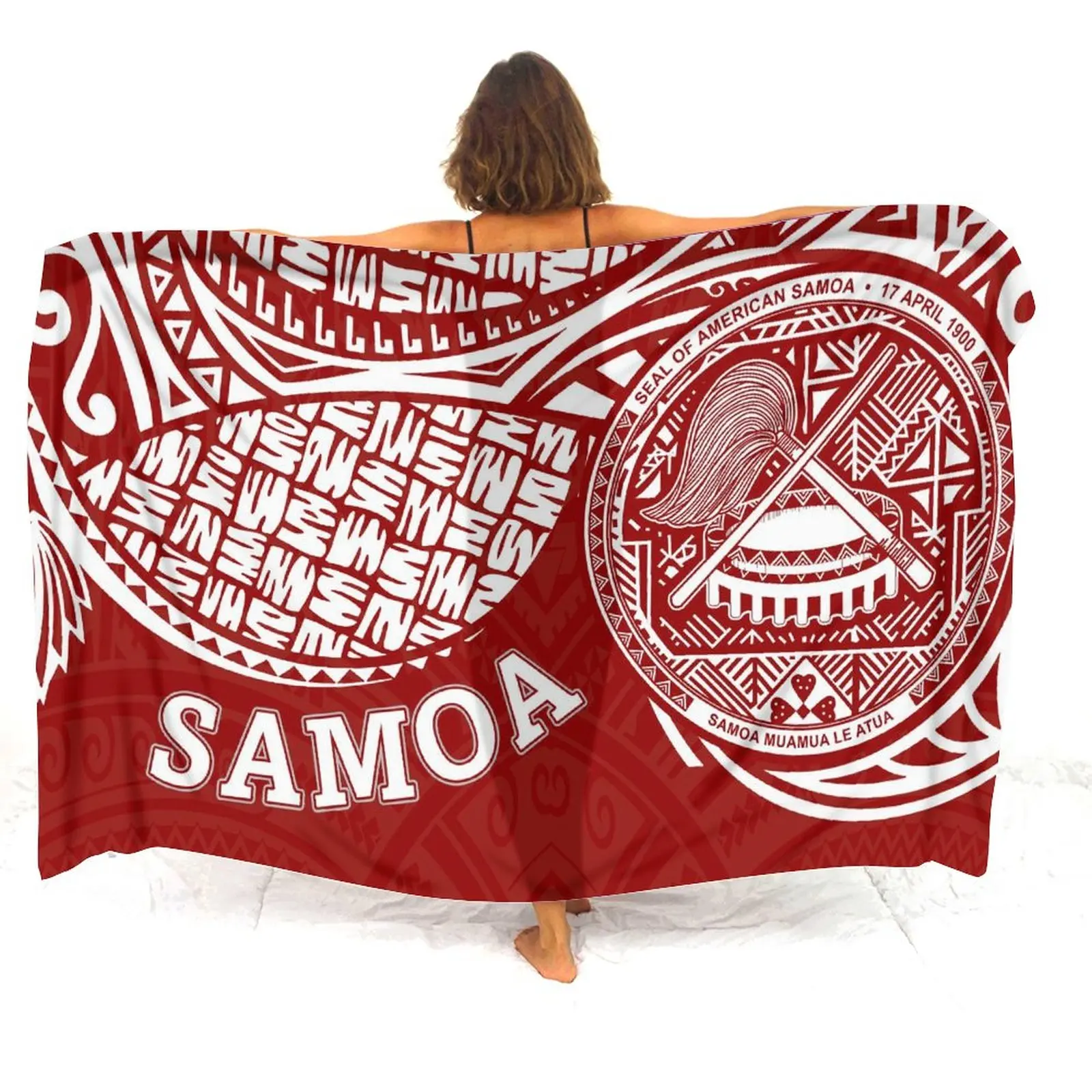 2024 New Fashion Polynesian Women'S Sarong Custom Sarong Pattern Nome Personalizzato Logo Sarong Beachmare Bikini Samoa Sarong