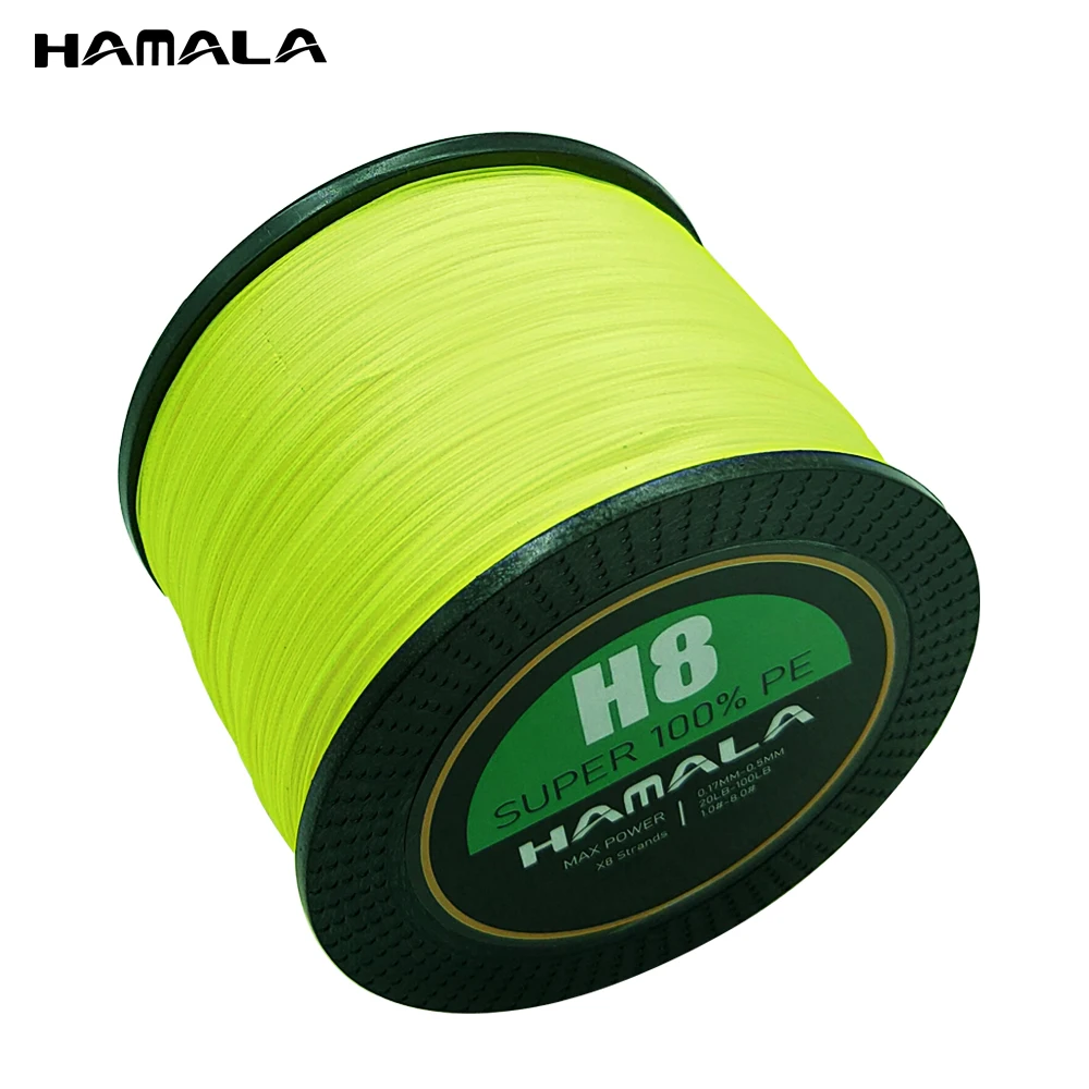 Hamala X8 Braided Fishing Line 1000M Multifilament Pe 4 Strands Fishing Cord 20Lb-100Lb Strong Japan Technology Orange 9 Colors
