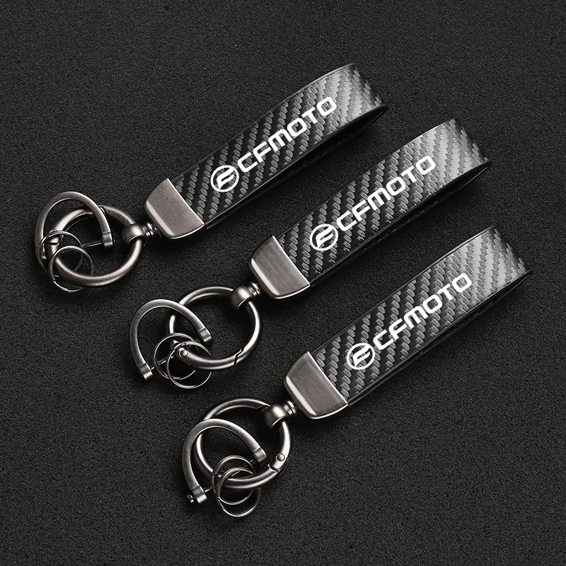 High-Grade Carbon Fiber Leather Motorcycle Keychain For Cfmoto X6 X8 500 Atv 150 250 400 650 Mt Nk Gt Keyring Embroidery