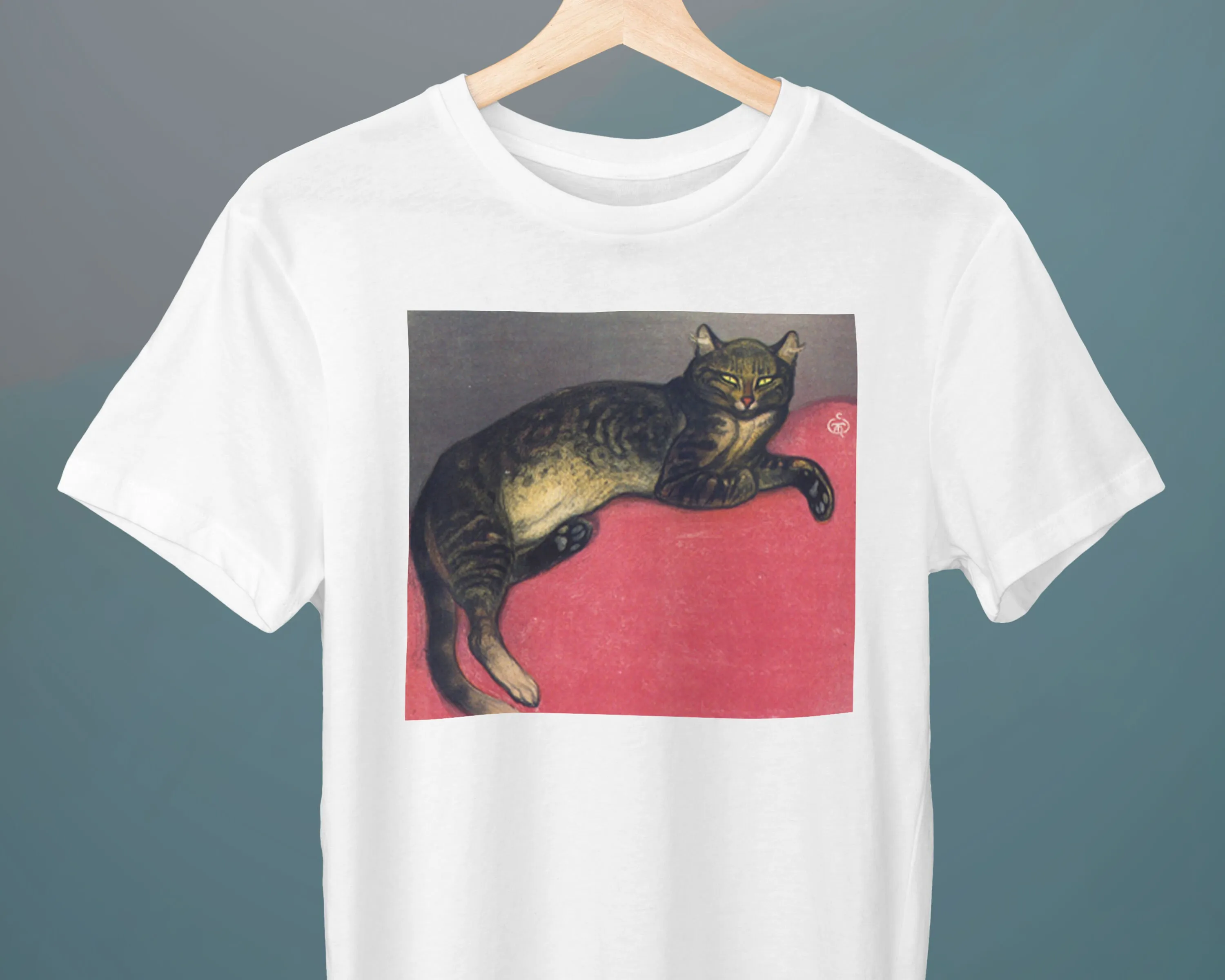 T-Shirt Unisex Con Pittura Steinlen Litho Teophile Invernale Gatto